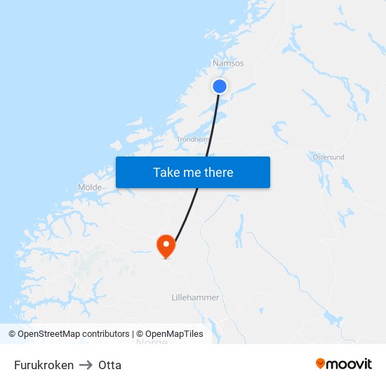 Furukroken to Otta map