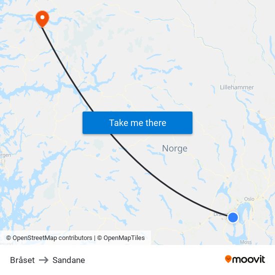 Bråset to Sandane map