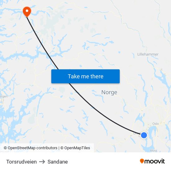 Torsrudveien to Sandane map