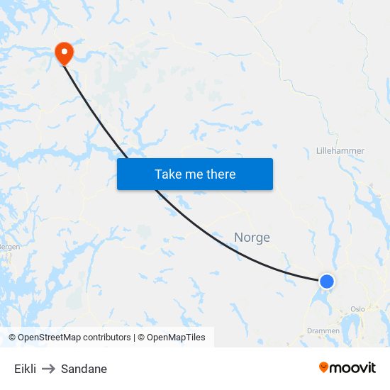 Eikli to Sandane map