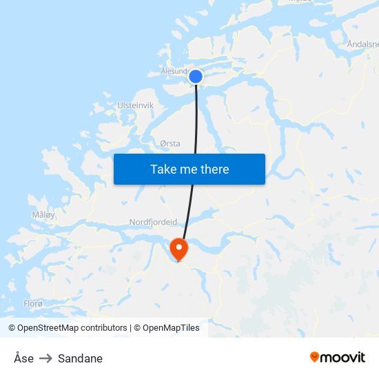 Åse to Sandane map
