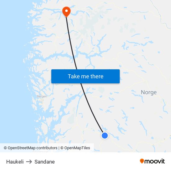 Haukeli to Sandane map