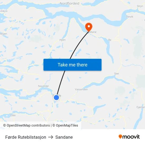 Førde Rutebilstasjon to Sandane map