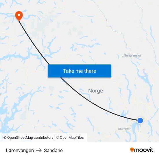 Lørenvangen to Sandane map