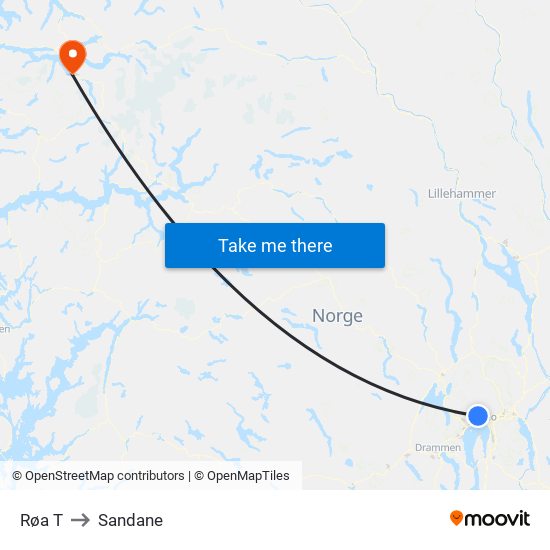 Røa T to Sandane map