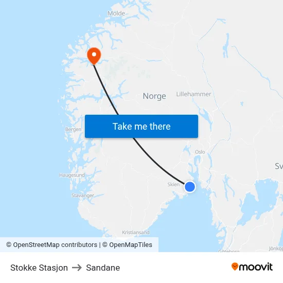 Stokke Stasjon to Sandane map