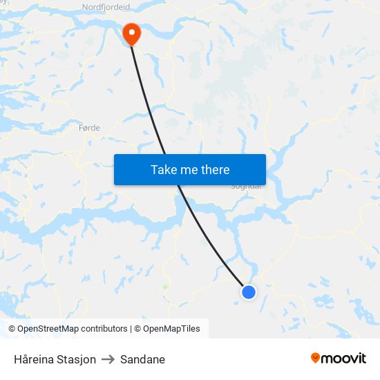 Håreina Stasjon to Sandane map