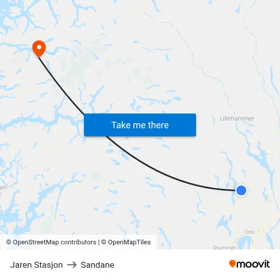 Jaren Stasjon to Sandane map