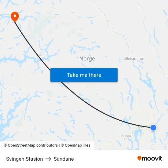 Svingen Stasjon to Sandane map