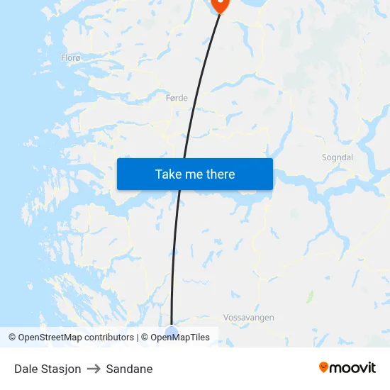 Dale Stasjon to Sandane map