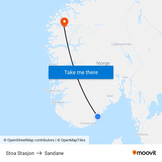 Stoa Stasjon to Sandane map