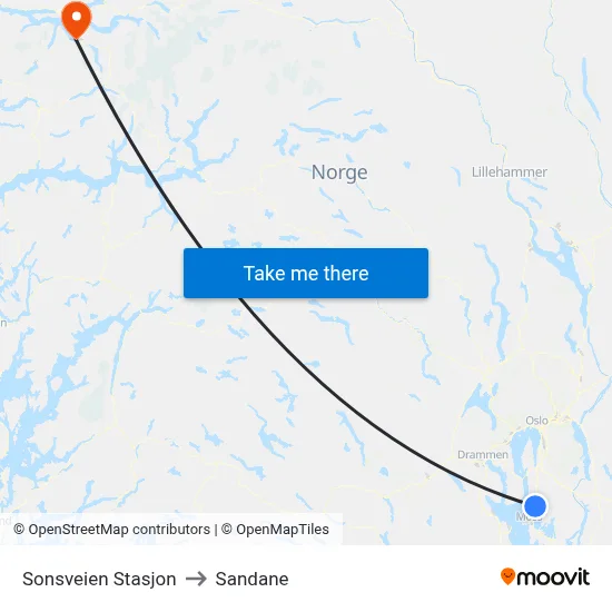 Sonsveien Stasjon to Sandane map
