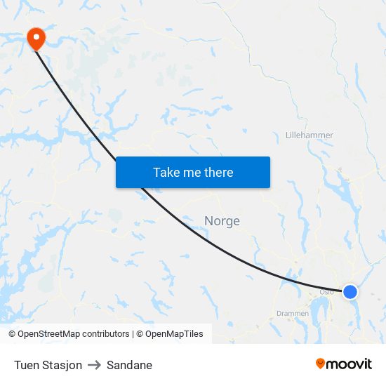 Tuen Stasjon to Sandane map