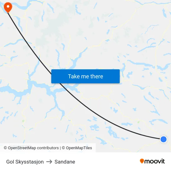 Gol Skysstasjon to Sandane map