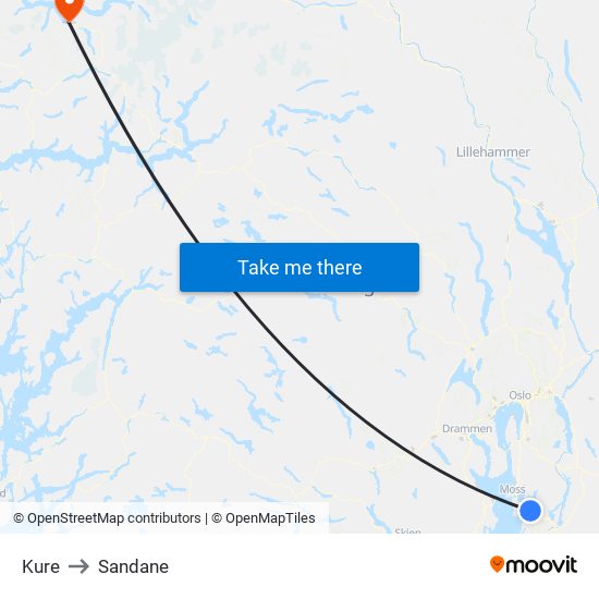 Kure to Sandane map