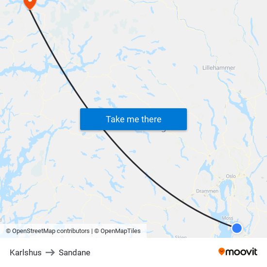 Karlshus to Sandane map