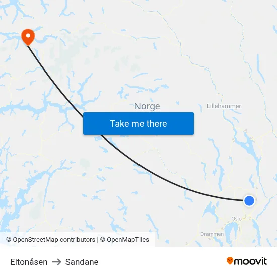 Eltonåsen to Sandane map