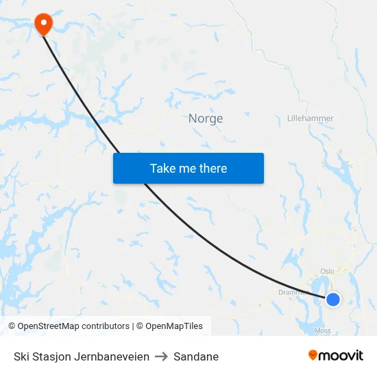 Ski Stasjon Jernbaneveien to Sandane map