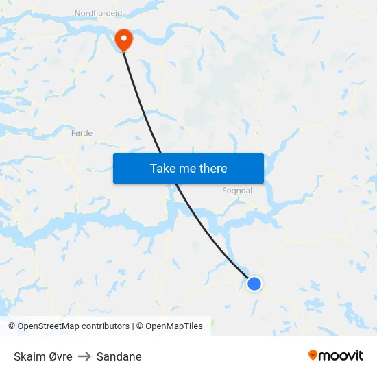 Skaim Øvre to Sandane map