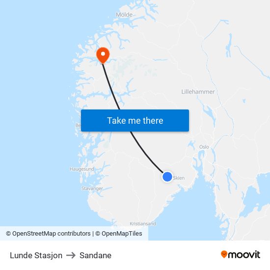 Lunde Stasjon to Sandane map