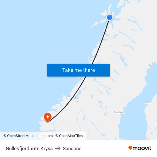 Gullesfjordbotn Kryss to Sandane map