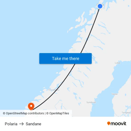 Polaria to Sandane map