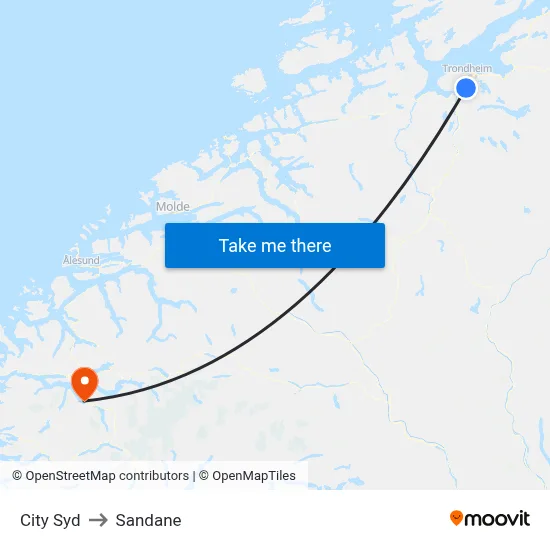City Syd to Sandane map
