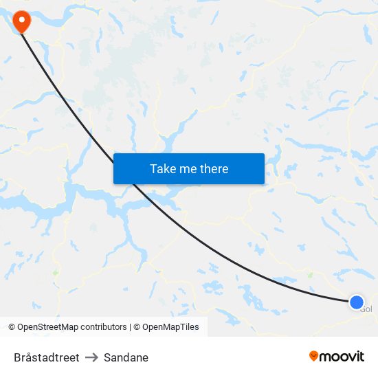 Bråstadtreet to Sandane map