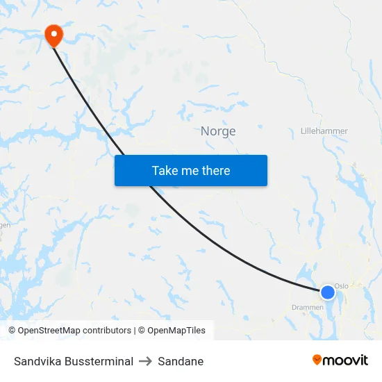 Sandvika Bussterminal to Sandane map