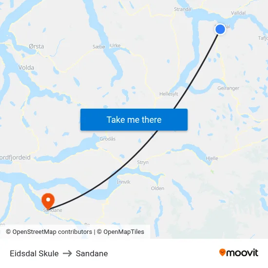 Eidsdal Skule to Sandane map
