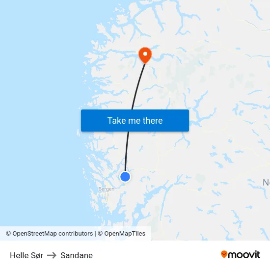 Helle Sør to Sandane map