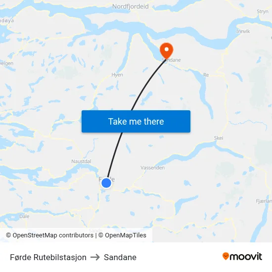 Førde Rutebilstasjon to Sandane map