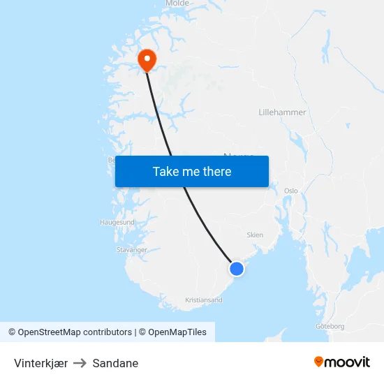 Vinterkjær to Sandane map