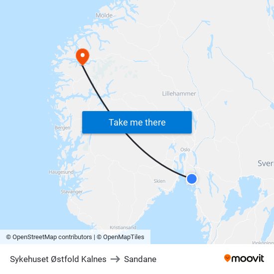 Sykehuset Østfold Kalnes to Sandane map