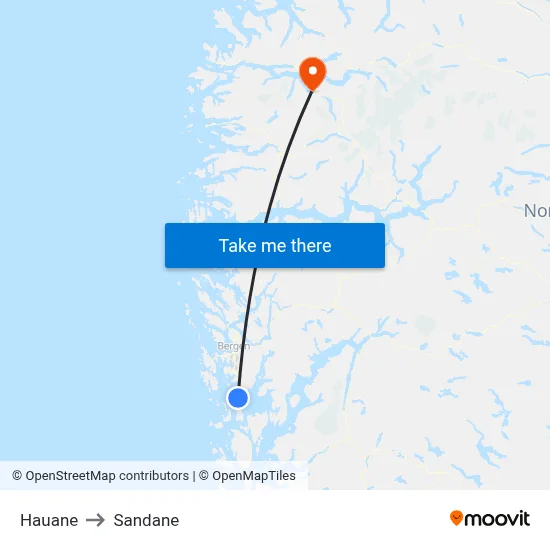 Hauane to Sandane map