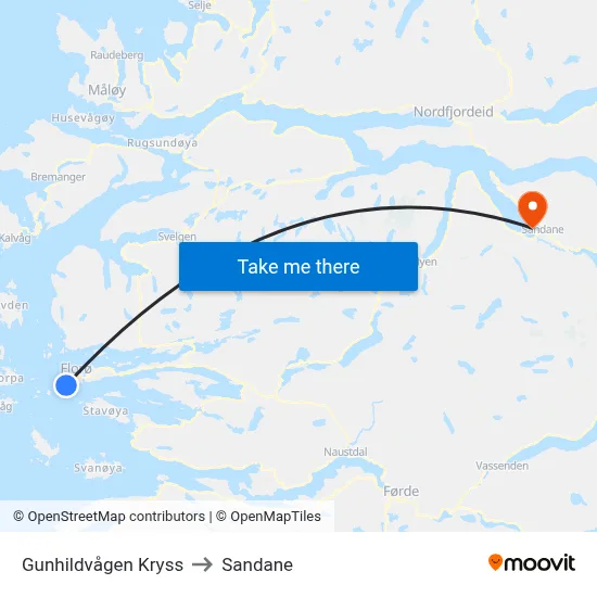 Gunhildvågen Kryss to Sandane map