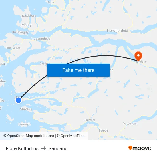 Florø Kulturhus to Sandane map