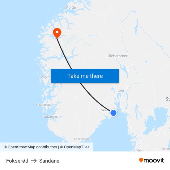 Fokserød to Sandane map