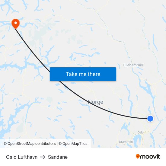 Oslo Lufthavn to Sandane map