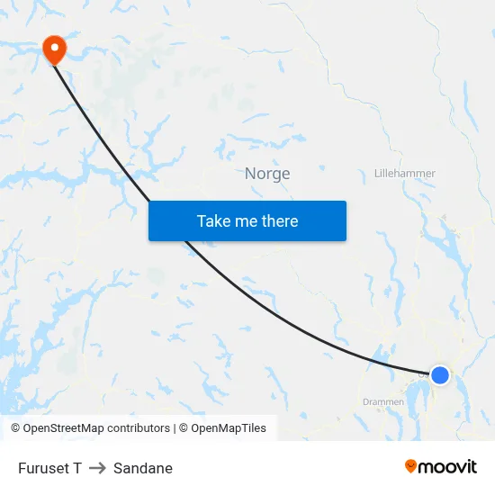 Furuset T to Sandane map