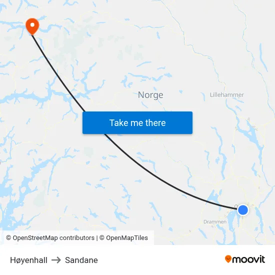Høyenhall to Sandane map