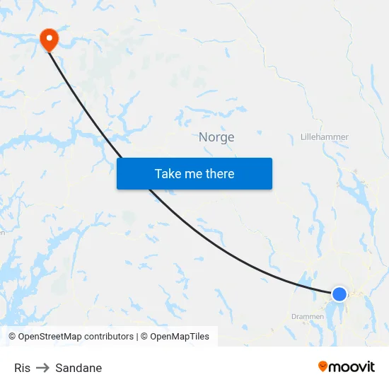 Ris to Sandane map