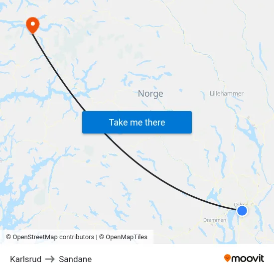 Karlsrud to Sandane map