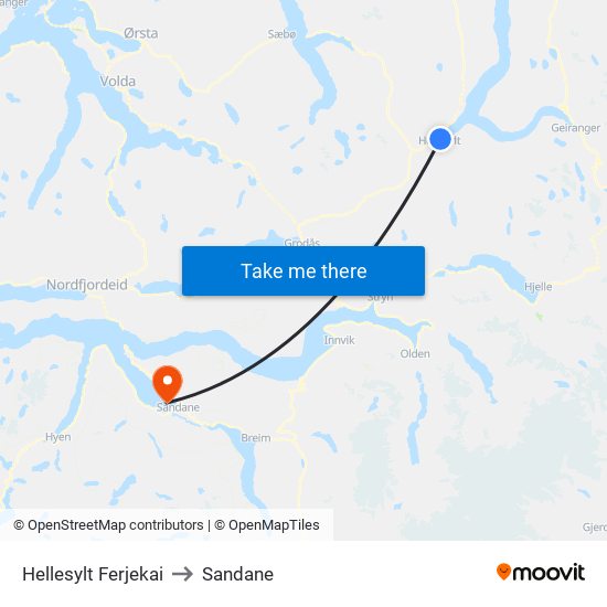 Hellesylt Ferjekai to Sandane map
