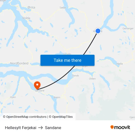 Hellesylt Ferjekai to Sandane map