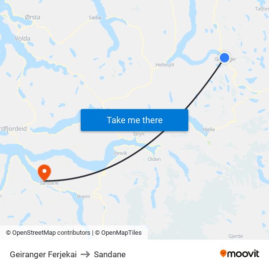 Geiranger Ferjekai to Sandane map