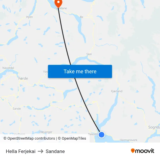 Hella Ferjekai to Sandane map