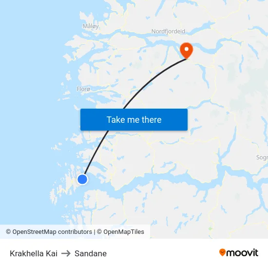 Krakhella Kai to Sandane map