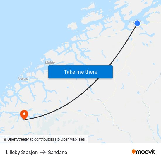 Lilleby Stasjon to Sandane map