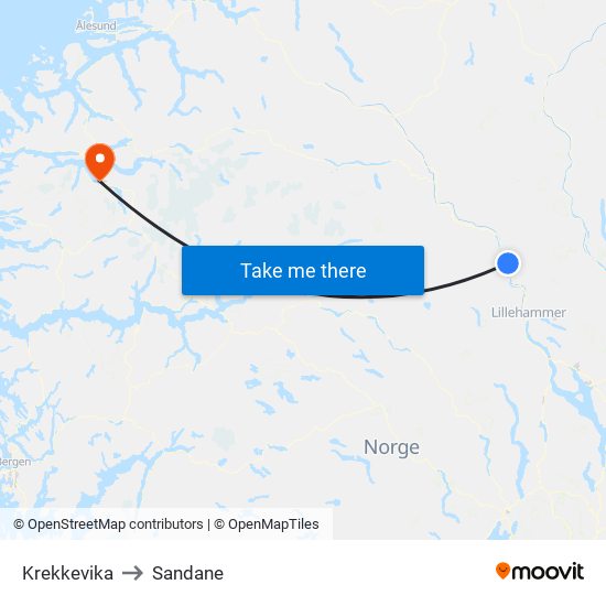 Krekkevika to Sandane map